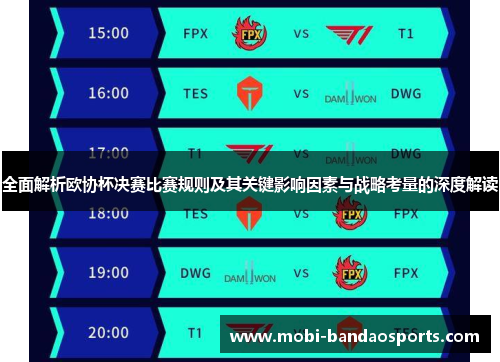 全面解析欧协杯决赛比赛规则及其关键影响因素与战略考量的深度解读